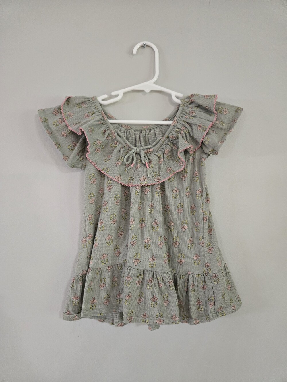 Modern Moments by Gerber Girls Floral Ruffle Dress 18M Gray Pink